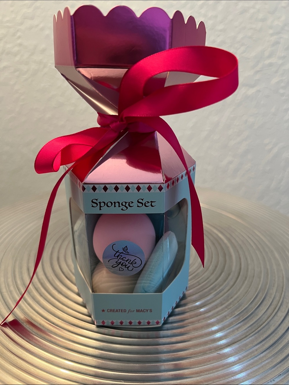 Macy's Pink, Light Blue & Beige Makeup Sponge Gift Set- 5 shaped sponges.